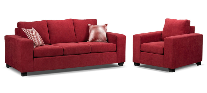 Knox Sofa and Chair Set - Red