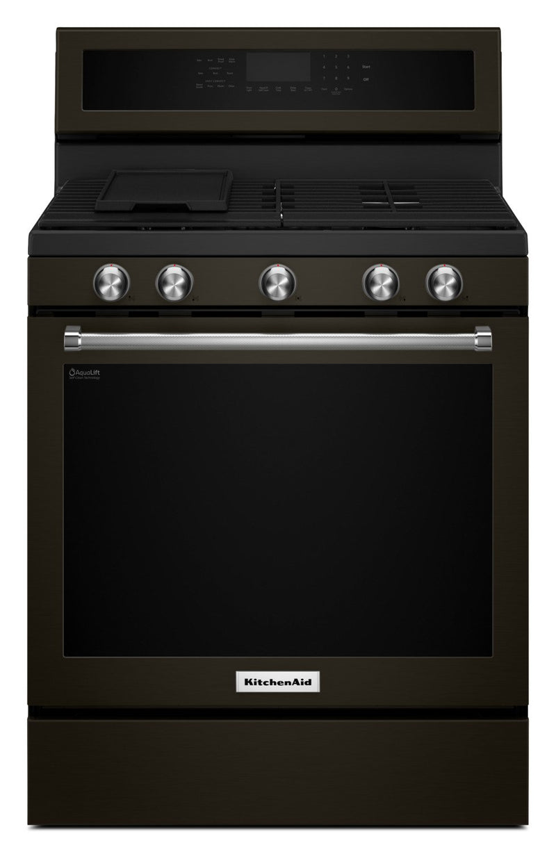 KitchenAid 5.8 Cu. Ft. Five-Burner Gas Convection Range - Black Stainless Steel