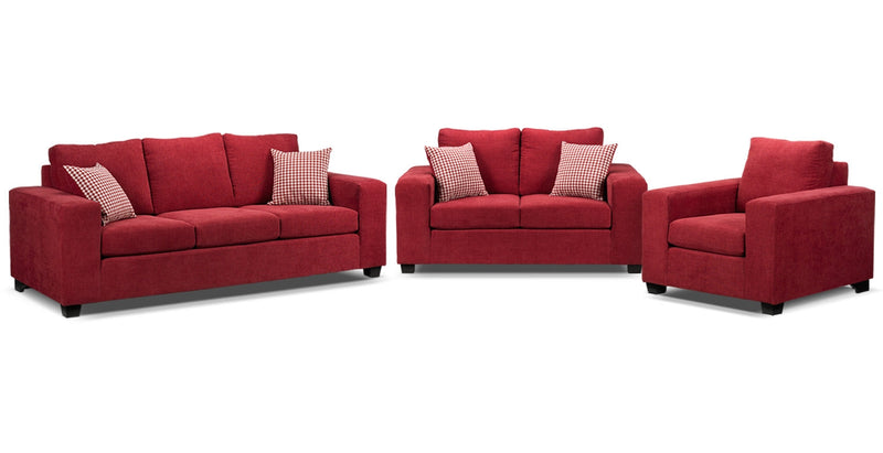 Knox Sofa, Loveseat and Chair Set - Red
