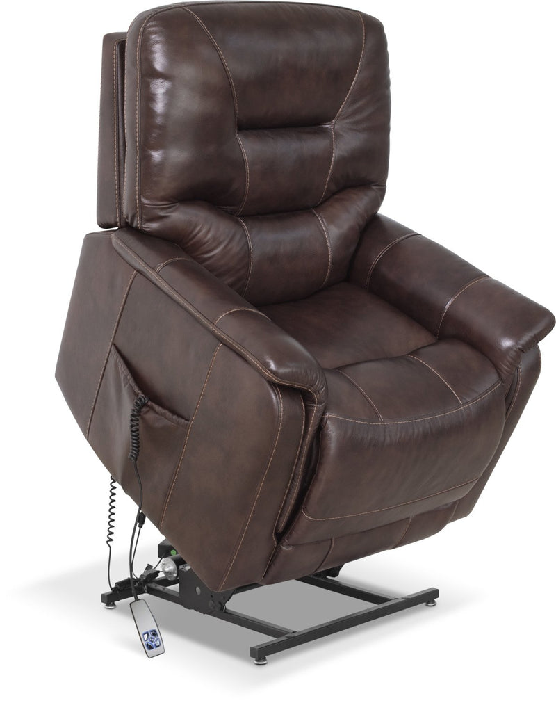Danzig Genuine Leather Power Lifting Recliner - Brown