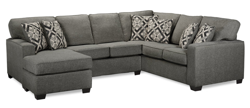 Stratford 2-Piece Brushed Linen-Look Fabric Left-Facing Sectional - Charcoal