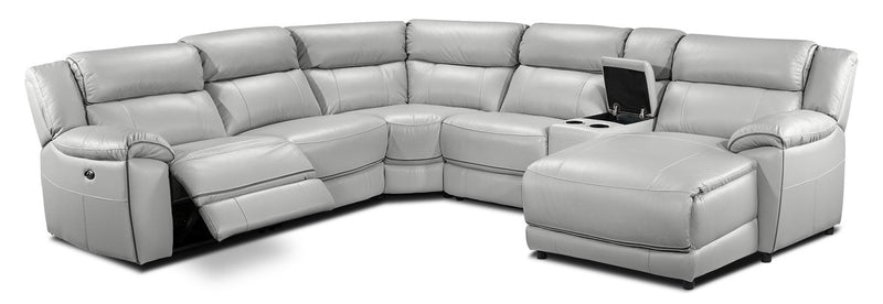 Southminster 6-Piece Leather Sectional with Right-Facing Chaise - Grey