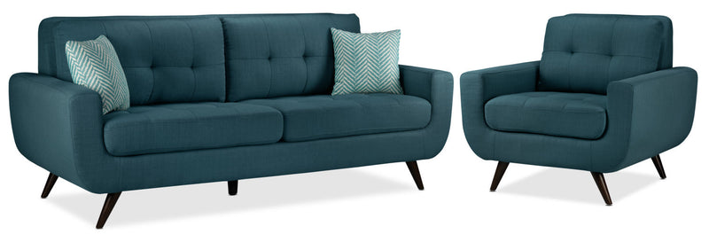 Eloise Sofa and Chair Set - Blue