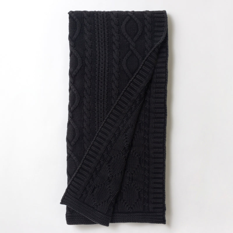 Waux Cable Knit Throw - Black