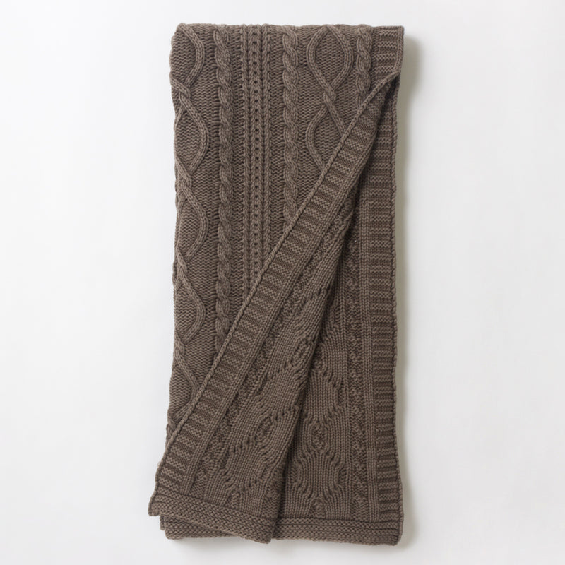 Waux Cable Knit Throw - Chocolate Brown