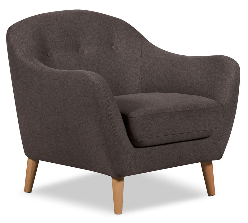 Mona Linen-Look Fabric Chair - Dark Grey