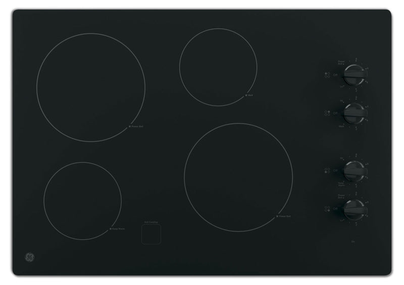 GE 30" Electric Cooktop with Built-In Knob-Control - Black