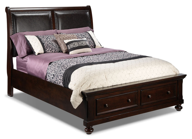 Roseville King Storage Bed - Cherry