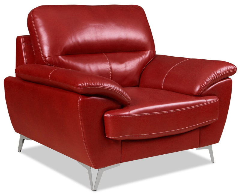 Protter Leather-Look Fabric Chair - Red