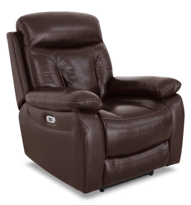 Allence Genuine Leather Power Reclining Chair - Brown