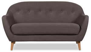 Mona Linen-Look Fabric Loveseat - Dark Grey