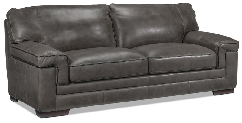 Colton Genuine Leather Sofa - Charcoal