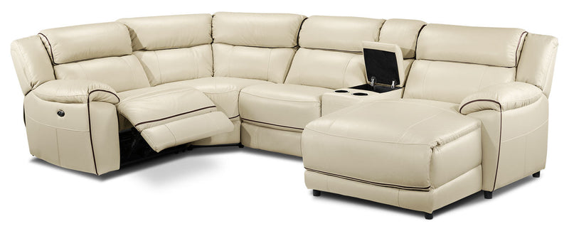 Southminster 5-Piece Leather Sectional with Right-Facing Chaise - Pebble