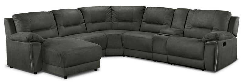 Halcyon 6-Piece Reclining Sectional with Left-Facing Chaise - Dark Grey