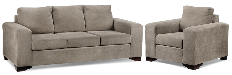 Knox Sofa and Chair Set - Pewter